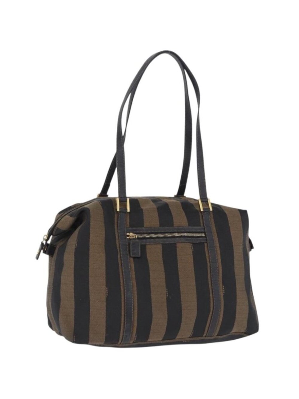 FENDI Pecan Canvas Tote Bag Brown Black